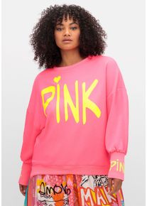 sheego loves miss goodlife Große Größen Sweatshirt mit Neon-Prints und Ballonärmeln Gr. 52 pink von sheego für Damen