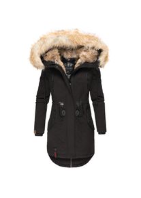 Navahoo Damen stylischer Wintermantel Winterparka mit Kunstfell-Kapuze Bombii