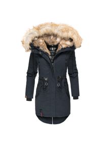 Navahoo Damen stylischer Wintermantel Winterparka mit Kunstfell-Kapuze Bombii