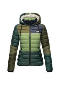 Navahoo Damen Steppjacke leichte Übergangsjacke mit Kapuze im Colourblocking Stil Lulana Multikulti