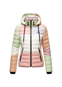 Navahoo Damen Steppjacke leichte Übergangsjacke mit Kapuze im Colourblocking Stil Lulana Multikulti