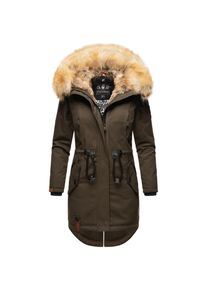Navahoo Damen stylischer Wintermantel Winterparka mit Kunstfell-Kapuze Bombii