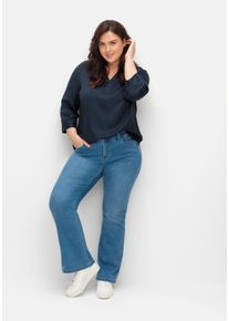 Große Größen Bootcut-Jeans mit Catfaces und Shaping-Einsatz Gr. 54 blau von sheego für Damen
