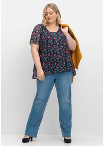 Große Größen Gerade Jeans mit Shaping-Einsatz Gr. 54 blau von sheego für Damen