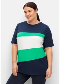 Große Größen Funktionsshirt im Colourblocking Gr. 52/54 blau von sheego für Damen