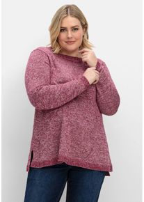 Große Größen Melierter Pullover in A-Linie, flauschige Qualität Gr. 52/54 rot von sheego für Damen