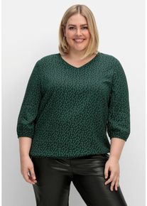 Große Größen Tunika mit Minimalprint und Saum-Gummizug Gr. 60 grün von sheego für Damen