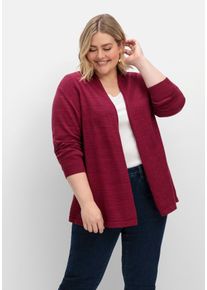 Große Größen Strickjacke mit schmalem Schalkragen, offene Form Gr. 52/54 rot von sheego für Damen
