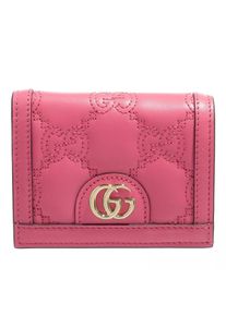 Gucci Portemonnaie - GG Matel Leather Card Case - in rosa - Portemonnaie für Damen
