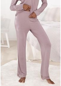 Lascana Schlafhose violett Gr. 32/34 für Damen. Mit Zierschleife. Bequem