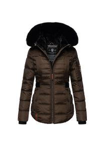 Navahoo Damen edler Winterjacke Kurzmantel mit abnehmbarem Kunstfellkragen Melikaa