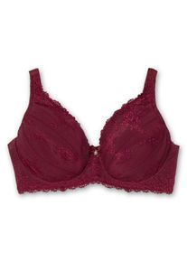 Große Größen Bügel-BH mit Spitze und breiten Trägern Gr. 100E rot von sheego für Damen
