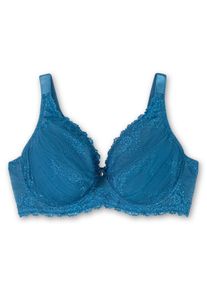 Große Größen Bügel-BH mit Spitze und breiten Trägern Gr. 105C blau von sheego für Damen