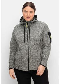 Große Größen Funktionsjacke aus Strickfleece mit Kapuze Gr. 52/54 grau von sheego für Damen