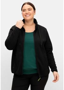 Große Größen Funktionsjacke aus Strickfleece, mit Stehkragen Gr. 40/42 schwarz von sheego für Damen