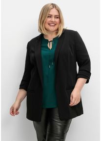 Große Größen Verschlussloser Longblazer mit 3/4-Arm, gefüttert Gr. 58 schwarz von sheego für Damen