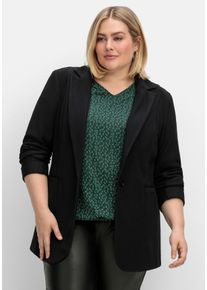 Große Größen Taillierter Blazer in Ottoman-Rippstruktur Gr. 54 schwarz von sheego für Damen