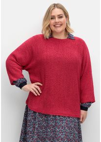 Große Größen Oversized-Pullover mit 3/4-Arm, aus Bändchengarn Gr. 44/46 rosa von sheego für Damen