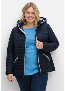 Große Größen Leichte Steppjacke mit abnehmbarer Kapuze Gr. 60 blau von sheego für Damen