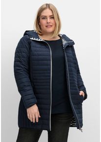 Große Größen Leicht wattierte Longsteppjacke mit Kapuze Gr. 54 blau von sheego für Damen