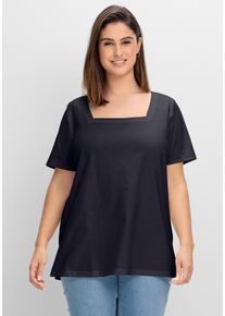 Große Größen Shirt mit Karreeausschnitt Gr. 40/42 blau von sheego für Damen