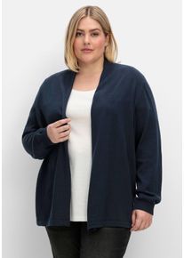 Große Größen Strickjacke mit schmalem Schalkragen, offene Form Gr. 52/54 blau von sheego für Damen