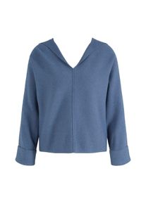 Tom Tailor Damen Pullover mit Kapuze, blau, Logo Print, Gr. XL