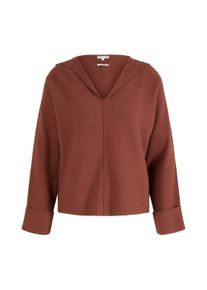 Tom Tailor Damen Pullover mit Kapuze, braun, Logo Print, Gr. XL