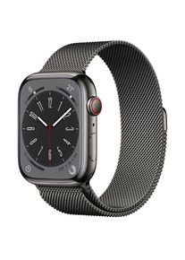 Apple Watch (Series 8) GPS 41 mm - Rostfreier Stahl Grau - Milanaise Armband Grau