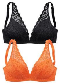 Petite Fleur Bralette-BH orange+schwarz Gr. 70A. Ohne Bügel