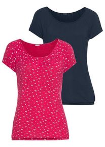 Lascana Kurzarmshirt mehrfarbig Gr. 32/34 für Damen. Mit Rundhals. Figurumspielend. Nachhaltig.