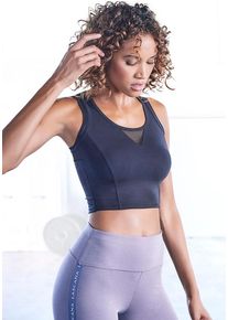 active by Lascana LASCANA ACTIVE Funktionsshirt schwarz Gr. S (36/38) für Damen. Rundhals und Mesheinsatz, Einfassband, Logodruck. Figurbetont. Nachhaltig.