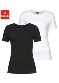 Lascana T-Shirt mehrfarbig Gr. 32/34 für Damen. Mit Rundhals. Figurbetont