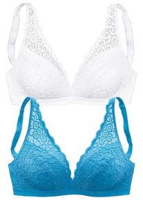 Petite Fleur Bralette-BH rauchblau+weiß Gr. 70C. Ohne Bügel