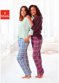 H.I.S. H.I.S Pyjama mehrfarbig Gr. 32/34 für Damen. Mit V-Ausschnitt. Basic. Nachhaltig.
