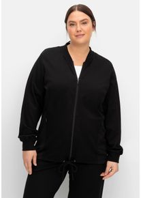 Große Größen Trainingsjacke aus Sweat, im Blouson-Stil Gr. 52/54 schwarz von sheego für Damen