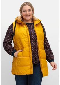 Große Größen Steppweste in A-Linie, mit Kapuze und 2-Wege-Zipper Gr. 50 gelb von sheego für Damen
