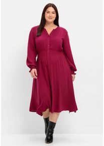 Große Größen Midikleid mit Smok-Details, aus Viskose Gr. 50 rot von sheego für Damen