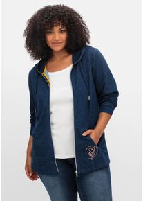 Große Größen Sweatjacke mit Kapuze, im Denim-Look Gr. 40/42 blau von sheego für Damen