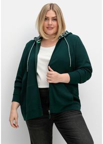 Große Größen Sweatjacke mit Kapuze, aus Waffelpiqué Gr. 52/54 grün von sheego für Damen