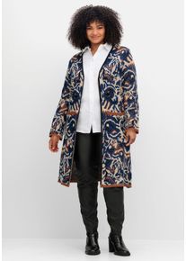 sheego by Joe Browns Große Größen Langer, offener Strickmantel mit Jacquardmuster Gr. 56/58 blau von sheego für Damen