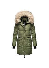 Marikoo Damen Winter Parka Steppmantel mit Abnehmbarem Kunstfellkragen Chaskaa