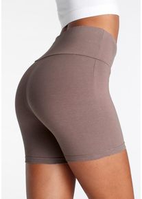 Lascana Shorts taupe Gr. 32/34 für Damen. Mit Logodruck. Nachhaltig.