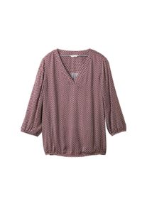 Tom Tailor Damen Bluse mit V-Ausschnitt, rot, mehrfarbiges Muster, Gr. 36