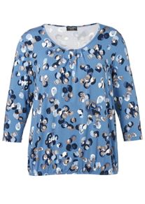 Via Appia Due Große Größen Shirt mit floralem Print und Falten am Ausschnitt Gr. 48 blau geblümt für Damen
