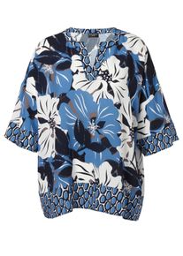 Via Appia Due Große Größen Tunika mit Blumenprint und 7/8-Ärmeln Gr. 54 blau geblümt für Damen
