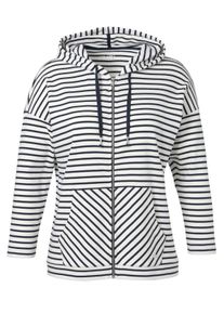 Via Appia Due Große Größen Gestreifte Sweatjacke mit Kapuze Gr. 42 blau für Damen