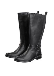 Große Größen Weitschaftstiefel mit Stretcheinsatz hinten, aus Leder Gr. 44 schwarz von sheego für Damen