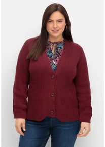 Große Größen Strickjacke im Strickmuster-Mix Gr. 56/58 rot von sheego für Damen