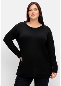 Große Größen Pullover mit außenliegenden Nähten Gr. 48/50 schwarz von sheego für Damen